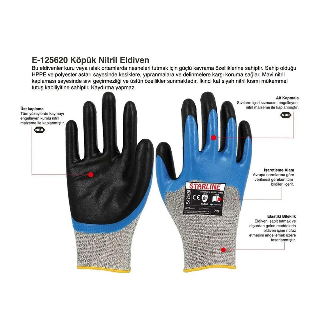 E-125620 Köpük Nitril Eldiven